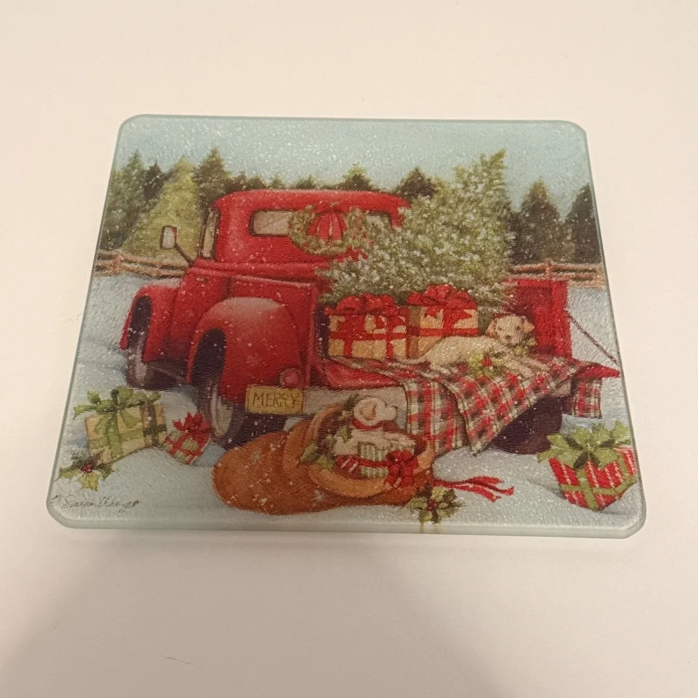 Susan Winget Christmas Glass Signed Cutting Board 8